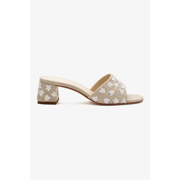 Larroude Brigitte Daisy Mule in Raw Linen Size 9 - Picture 1 of 8